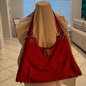 Red Baggallini Shoulder/Tote Bag with Silver Accents